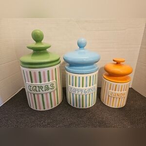 Extremely Rare - Jonathan Adler Happy Home Sweet Shoppe 3 Canister Set 2004